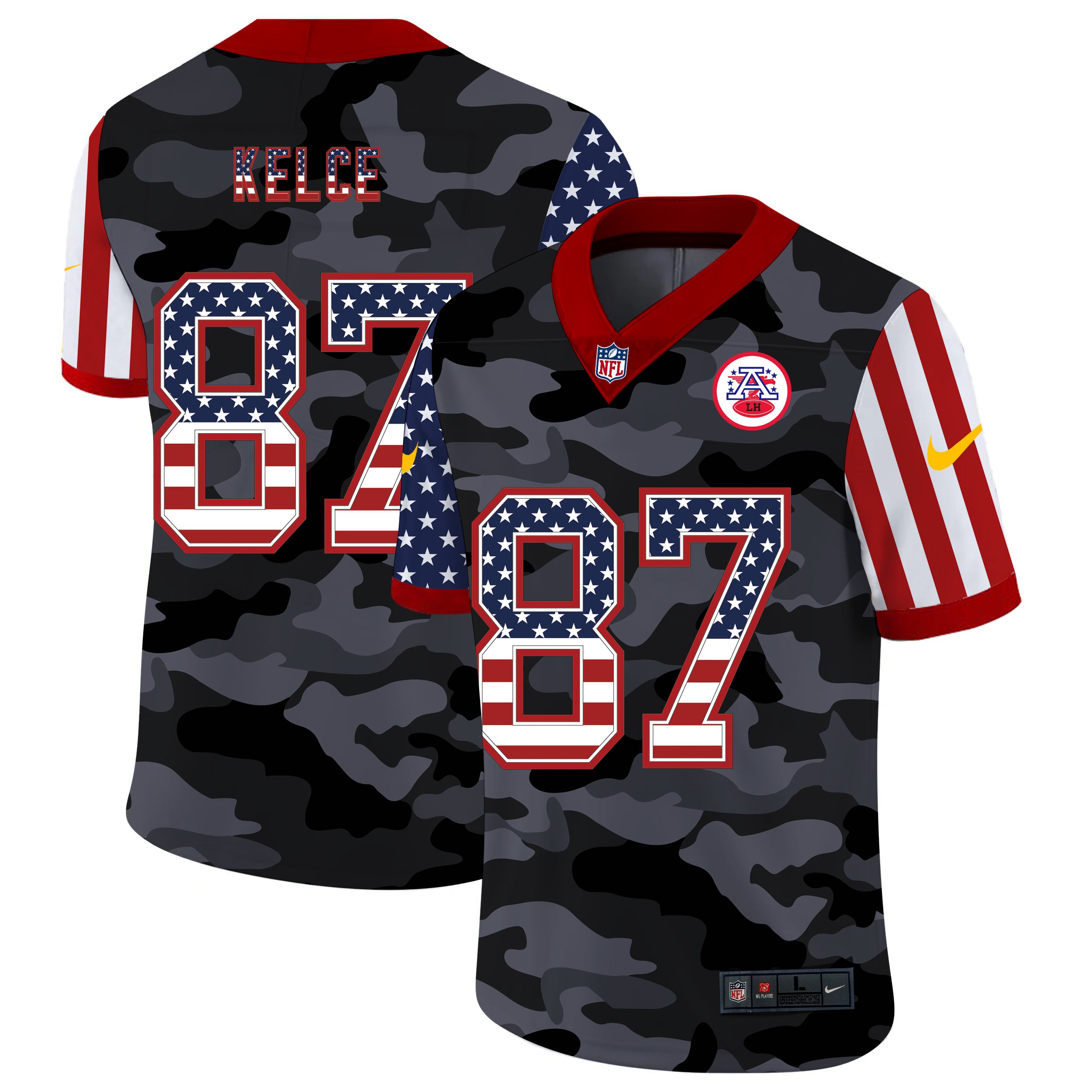 Men Kansas City Chiefs #87 Kelce 2020 Nike USA Camo Salute to Service Limited NFL Jerseys